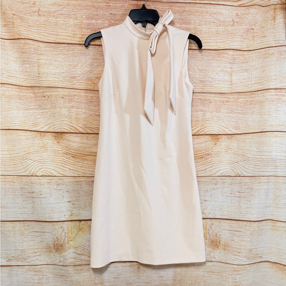 Calvin Klein Neck Bow‎ Logo Sheath Sleeveless Dress Size 2
